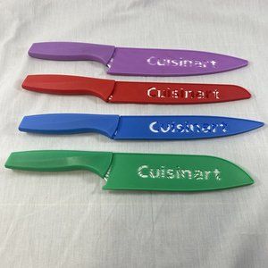 LOT OF 4 KNIVES CUISINART CERAMIC COLOR COATED  SHEATH